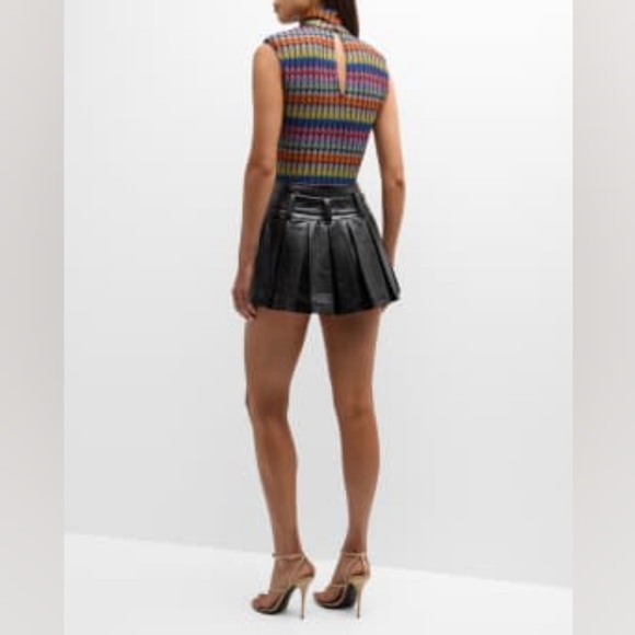 10. NWOT RAMY BROOK NATALIA FAUX LEATHER MINI PLEATED SKIRT - Picture 9 of 12